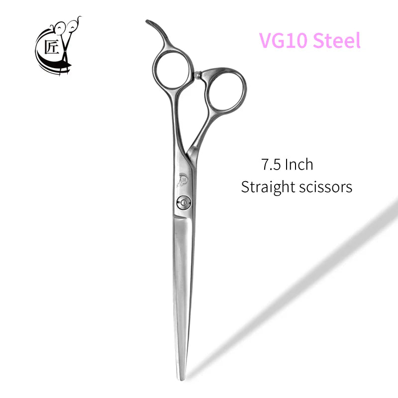 Crane 7.5 Inch Professional Pet Scissors Set for Dog Grooming Scissor Straight Curved Chunker Thinning Pet Shears VG10 Steel