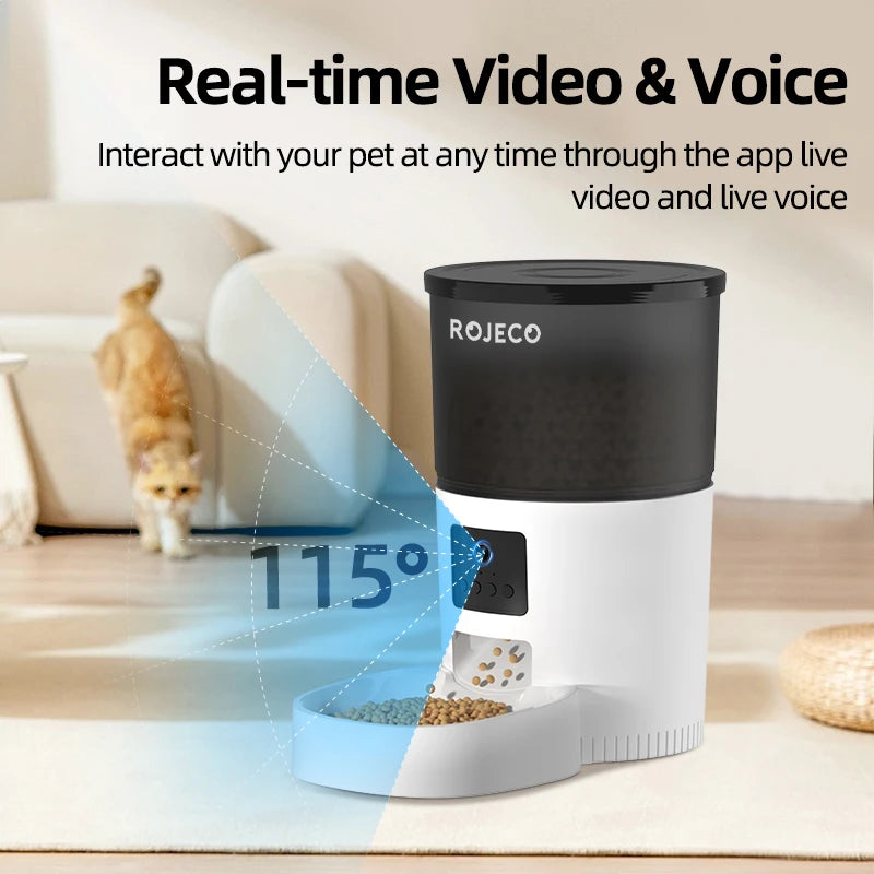 Automatic Cat Feeder with Camera Video Cat Food Dispenser Pet Smart Voice Recorder Remote Control Auto Feeder for Cat Dog