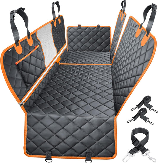 6-In-1 Dog Car Seat Cover for Back Seat, Waterproof Dog Car Hammock with Mesh Window, Non-Slip Pet Backseat Protector for Cars, Trucks and Suvs