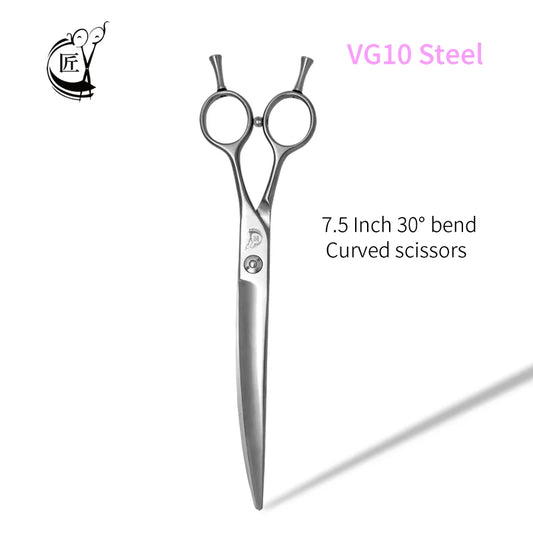 Crane 7.5 Inch Professional Pet Scissors Set for Dog Grooming Scissor Straight Curved Chunker Thinning Pet Shears VG10 Steel